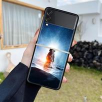 Luxury Case For Samsung Galaxy Z Flip 4 3 5G Black PC Hard Phone Cases Fashion Back Cover ZFlip Funda Cool Lonely Astronaut Capa Samsung Z Flip 4 5G