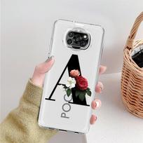Clear Case For Xiaomi Mi Poco X3 NFC M3 Pro F3 F1 11 Lite 12 Redmi Note 10 9S 8 7 9 Soft Phone Cover Letters DIY Flower Xiaomi Poco X3 NFC gray