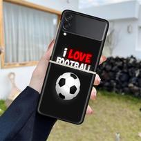 Luxury Case For Samsung Galaxy Z Flip 4 3 5G Black PC Hard Phone Cases Fashion Back Cover ZFlip Funda I Love Football Shell Capa Samsung Z Flip 4 5G