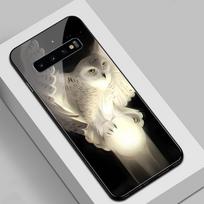 Dėklas Samsung S22 stikliniu galiniu dangteliu gyvūno pelėdos dėklas funda Samsung Galaxy S8 S9 S10 plius Note 8 9 10 plius S10e s20 ultra s22 ultra&Glass case gray