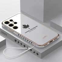 Galvanizuotas klevo lapų minkštas telefono dėklas, skirtas Samsung S23 Ultra S20 S21 S22 S23 Plus S20 FE S21 FE Note 20 Ultra silikoninis objektyvo apsauginis dangtelis S24 mėlyna