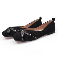 Women's Casual Flats Comfortable Ballet Flats Loafers Dressy Shoes Anti-Slip PU Leather Square Toe Flat Shoes Lightweight Soft Walking Shoes for Women 35 juoda
