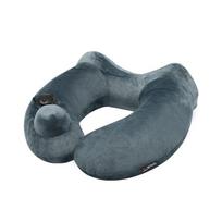 Travel Inflatable Pillow Soft Neck Support Lightweight Ergonomic For Sleeping On Planes, Cars And Trains Storage Bag Included gray
