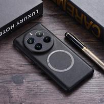 Magsafe magnetinis belaidžio įkrovimo dėklas, skirtas Realme 12 Pro + Realme12 Pro, prabangus paprastos odos dangtelis Realme 12 Pro Plus juoda