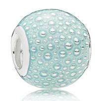 Wintry Delight Snowflake Ball Blue Swirls Pearlescent Dreams Charm S925 Sterling Silver Beads Fit Bracelet DIY Jewelry
