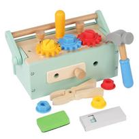 Edukacinis Montessori žaislas Varžtų surinkimas Rankų įgūdžių lavinimas Simuliacija Remonto įrankių rinkinys Veržlių ardymas Berniuko medinė įrankių dėžė