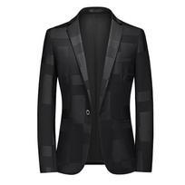 Men's Casual Plus Size Suit Formal Dress Slim Men's Jacket 6XL juoda