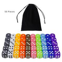 6 Sided Dice Set 50 Pieces 16mm 0.62in Opaque Acrylic Game Dice for Board Games black