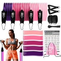 17PCS Resistance Bands Set for Women Latex Exercise Workout Band Stretch Training Fitness Gym Equipment for Home Bodybuilding pink