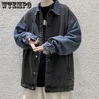 Spring and Autumn Hong Kong Fashion Denim Jacket Men's Casual Suit Loose Hundred Students Jacket M juoda