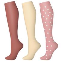 Kompresinės kojinės moterims ir vyrams Circulation (3 poros) ,Bėgimas, Kelioninės kojinės iki kelių One Size beige