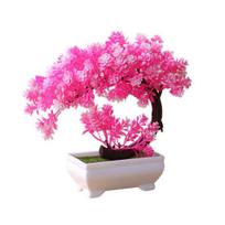 Yousheng Simulation Fake Potted Bonsai Tree Artificial Plant Desk Ornament Home Decor rožinė
