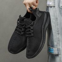 Men Shoes Breathable Mesh Running Shoes Slip on Walking Sneakers for Men Tennis Sports Shoes 40 juoda