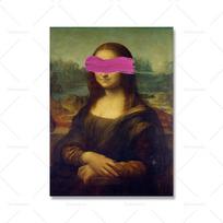 Mona Lisa Bubble Gum Altered Art Vintage Poster Print Canvas Eclectic Quirky Renaissance Painting Wall Pictures Girl Home Decor 21x30cm No Framed gray