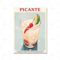 Vaisių sulčių Picante Aperol Spritz kokteilio plakatai Sienos meno spaudinys Sangrijos gėrimo Negroni drobės tapyba Klubas Baras Namų dekoracija 21x30cm No Framed