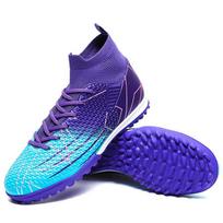 Football Shoes 35-47 Men/Women's Football Boots Rubber Soft Bottom Short Dellery Five-Manford Cover Leather Young Children Football Shoes 36 violetinė