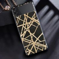 For Samsung Galaxy Z Flip 3 5G Case Luxury Matte Black Hard Phone Cover ZFlip 3 Shockproof Fundas Shell Marble Geometric Figure Galaxy Z Flip 3