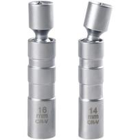 Žvakių raktas, 2 vnt. magnetinis žvakių lizdas universalus lankstus žvakių jungties įdėklas, žvakių lizdo nuėmiklis montavimo įrankis 14 mm/16 mm 14mm+16mm spark plug sidabras
