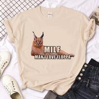 Floppa Tee women funny graphic Tee female harajuku clothes XL gray