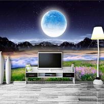 3D Gamtos Naktinis Peizažas Mėnulio Tapetai Miegamajam Svetainei TV Sofos Foninė Sienelė Dideli Freskos Namų Dekoras 200 cm(W) x 140 cm(H) gray