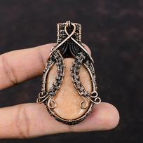 Brown Amazonite Pendant Copper Wire Wrapped Gemstone Pendant Amazonite Jewelry Handmade Designer Pendant Gift For Friend Copper Wire Jewelry black