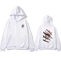 Kurama Women Zip Hoodie Pocket Long Sleeve Oversize Kurama Printing Women Sweatshirt Autumn Winter Loose Zip Hoodies Letter styles Hooded S white