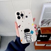 Astronautas Originalus Kvadratinis Skysto Silikono Telefono Dėklas iPhone 14 11 12 13 Pro Max Mini X XS XR 7 8 Plus SE2 Smūgiams Atsparus Dėklas iPhone X XS white