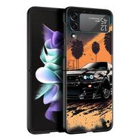 Z Flip 4 Phone Case for Samsung Galaxy Z Flip 3 5G ZFlip3 Flip3 zflip Flip4 Black Hard PC Cover Sports Car JDM Tokyo drift Shell Galaxy Z Flip 5G