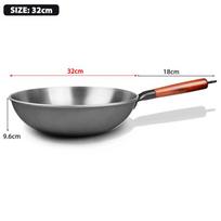 32cm Geležinis Wok Tradicinis rankų darbo Wok Virtuvės indai Nedengiantis keptuvės Elektromagnetinė krosnis Bendras geležinis puodas
