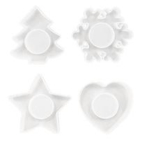 3D Žvakidės Silikoninė Forma Kalėdinė Eglutė Snaigė Širdis Žvaigždė Žvakidės Formos Žvakidės Dekoravimo Forma white