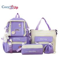 4-piece Schoolbag, Female Primary School Student Backpack, Tote Bag, Fashion Color Matching, Large-capacity Junior High School Backpack 44x31x13cm juoda