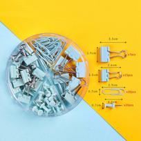 72Pcs Color Binder Clips Paper Clips Push Pin Set Rose Gold Push Pins Cute Stationery for Office Accessories School Supplies mėlyna