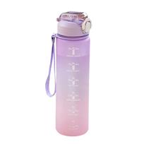 Sports Water Bottle 1000ml Outdoor Travel Hiking Portable Leakproof Drinkware Plastic Water Bottle with Time Marker Drinking Cup