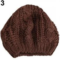 Women's Beret Braided Baggy Wool Knitted Warm Winter Beanie Hat Ski Cap Korean Girl Twisted Hemp Flower Beret