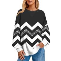 Moteriški kasdieniai dryžuoti megztiniai ilgomis rankovėmis, dideli džemperiai XL juoda