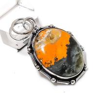 Bumblebee Jasper Gemstone Handmade 925 Sterling Silver Gift Pendant 1.85  D8d45 orange