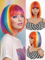 Ink Blue 14-inch Synthetic Hairpieces Lolita Female Short Kinky Curly Wigs Party Halloween Cosplay Wig High Quality Synthetic Hair 12inch