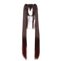 Genshin Impact Game Walnut Cos Wig Double Ponytail Long Straight Hair Dark Brown Gradient Red Brown Full Headgear Wig 110cm tamsiai ruda spalva