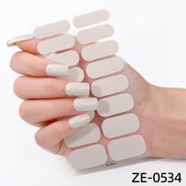 Nauji 16 pirštų prancūziško manikiūro lipdukai, flash svogūnų rožiniai nagų lipdukai, paprasti manikiūro lipdukai ZE-0534 white