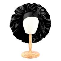 Hair Cap Satin Bonnet Extra Large Sleeping Bonnet Solid Color Bow Decor Elastic Band High Density Women Braids Curly Night Hat Bath Shower Cap juoda