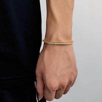 Europos ir Amerikos teniso grandinėlės cirkonio apyrankė Madingo prekės ženklo Hip-Hop vario dengta 18K aukso vyriška apyrankė Papuošalas 7inch（18cm） brown