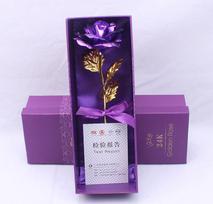 Weddings Gifts Valentine's Day lovers 24K Rose Flower Exquisite set Gold Foil Simulation Decorative Bouque  Accessories Purple blue