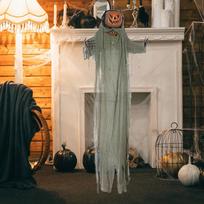 Hanging Skeleton Pumpkin Halloween Decoration Horror Scary Prop Animated Haunted House for gray