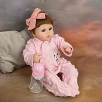 Realistic 45CM Soft Silicone Asleep Marley Reborn Baby Doll with 3D-painting Skin and Visible Vein Cute Bedtime Toy 45cm white