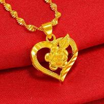 Aukso spalvos pakabukas „Paukščio lizdas Lucky Clover“ gėlių širdelių karolių priedai red
