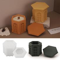 2pcs/Set Vintage Rome Storage Box Silicone Mold Cement Candle Jar Vessel Concrete Mold Guardian Angel Pen Holder Plant Pot Mold black