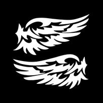 „Angel Wings“ modelio lauko šviesą atspindintis automobilio motociklo kėbulas / buferis / gaubtas / lango lipdukai / įbrėžiamas lipdukas balta
