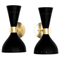 1950 Sieninis šviestuvas Diabolo Pora modernių juodų Stilnovo stiliaus sieninių šviestuvų Sieninis šviestuvas black