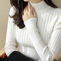 Winter Thick Slim Fit Base Pullover Knitted Sweater for Women Fashion Casual Long Sleeve Half High Collar Sweaters Women Warm Solid Knitwear Top 24834 One Size balta