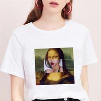 Mona Lisa T Shirt Women Spoof Personality Fashion Tshirt Summer Harajuku Aesthetics Short Sleeve Wh S balta